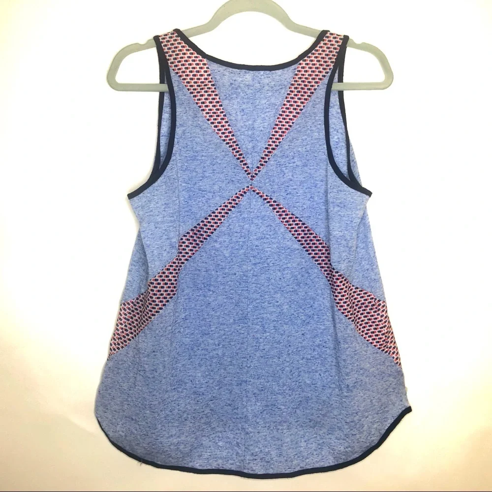 PLEIONY sleeveless tank top blue with blocks of polka dots M - Picture 2 of 10